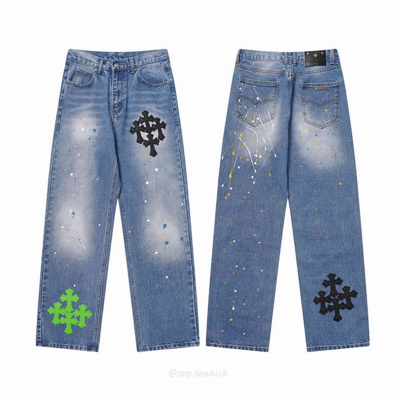Chrome Hearts Blue Speckle Jeans Cross (1) - newkick.org
